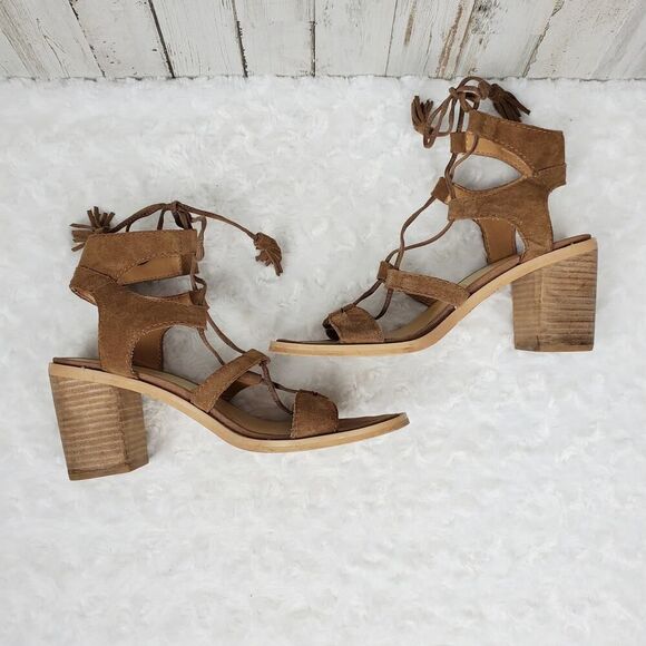 Dolce Vita Lace Block Heel Sandals Brown Size 8.5 - Picture 10 of 11